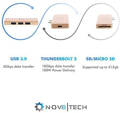 6in2 Gold USB C Hub | 6 device Ports Adapter MacBook Air & MacBook Pro (Renewed)