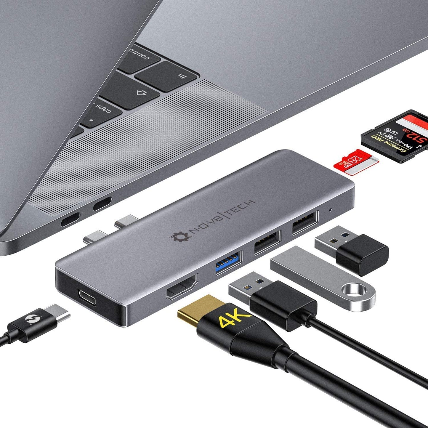 7in2 Space Gray USB C Hub | 7 Device Ports Adapter MacBook Air & MacBook Pro (Renewed)