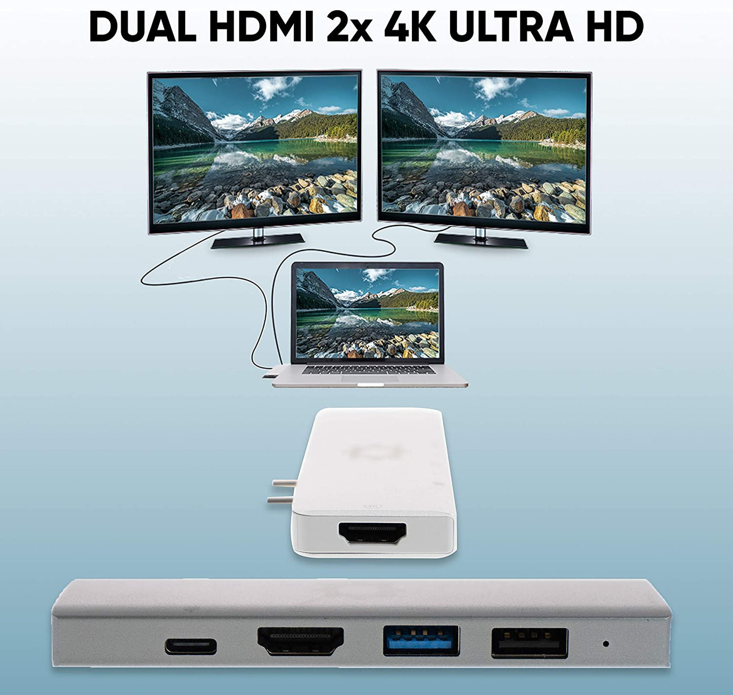 7in2 Silver USB C Hub to HDMI | 7 device Ports adapter MacBook Air & MacBook Pro (Renewed)