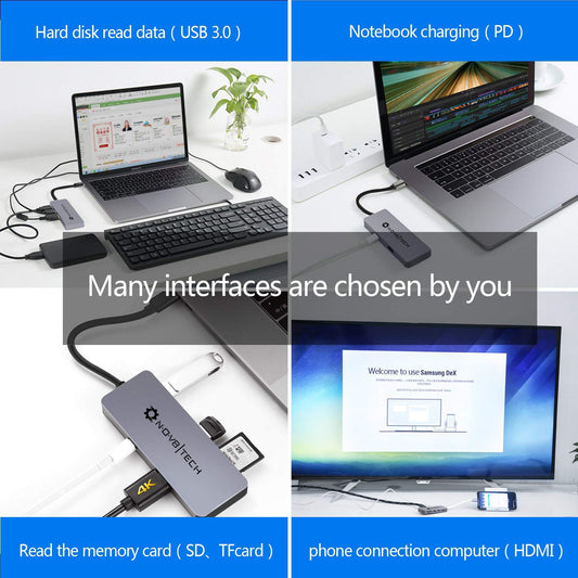 Products 7in1 Space Gray USB C Hub | 7 device Ports Supported for all Type-C Adapter