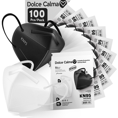 Dolce Calma KN95 Face Mask 100 PCs, for Men & Women, Updated Breathable, 10x10 Pack