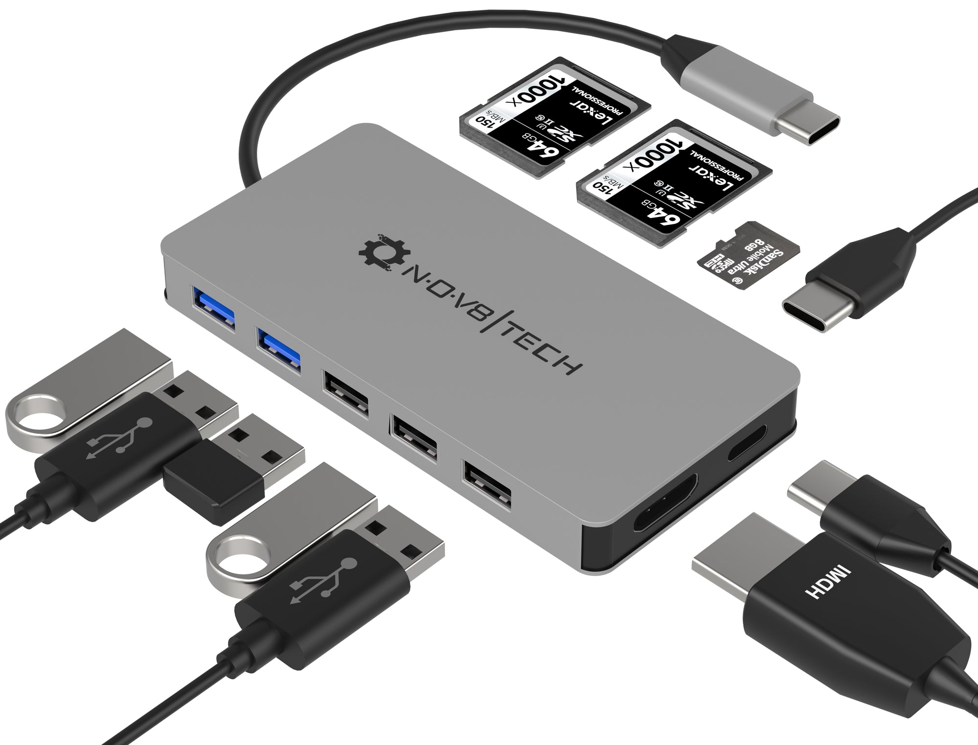11in1 Space Gray USB C Hub  11 Devices Ports Supported for all Type-C -  NOV8TECH