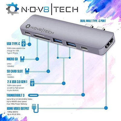 7in2 Space Gray USB C Hub | 7 devices Ports adapter MacBook Air & MacBook Pro (Renewed)
