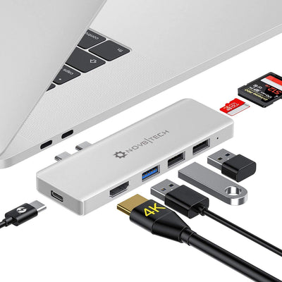 7in2 Silver USB C Hub | 7 Device Ports Adapter MacBook Air & MacBook Pro (Renewed)