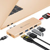 7in2 Gold USB C Hub | 7 Devices Ports Adapter MacBook Air & MacBook Pro (Renewed)