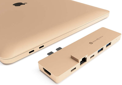 8in2 Gold USB C Hub | 8 Devices Ports adapter MacBook Air & MacBook Pro (Renewed)