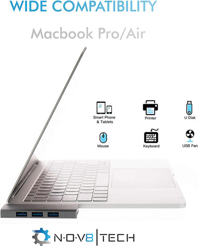 6in2 Silver USB C Hub | 6 Device Ports Adapter MacBook Pro