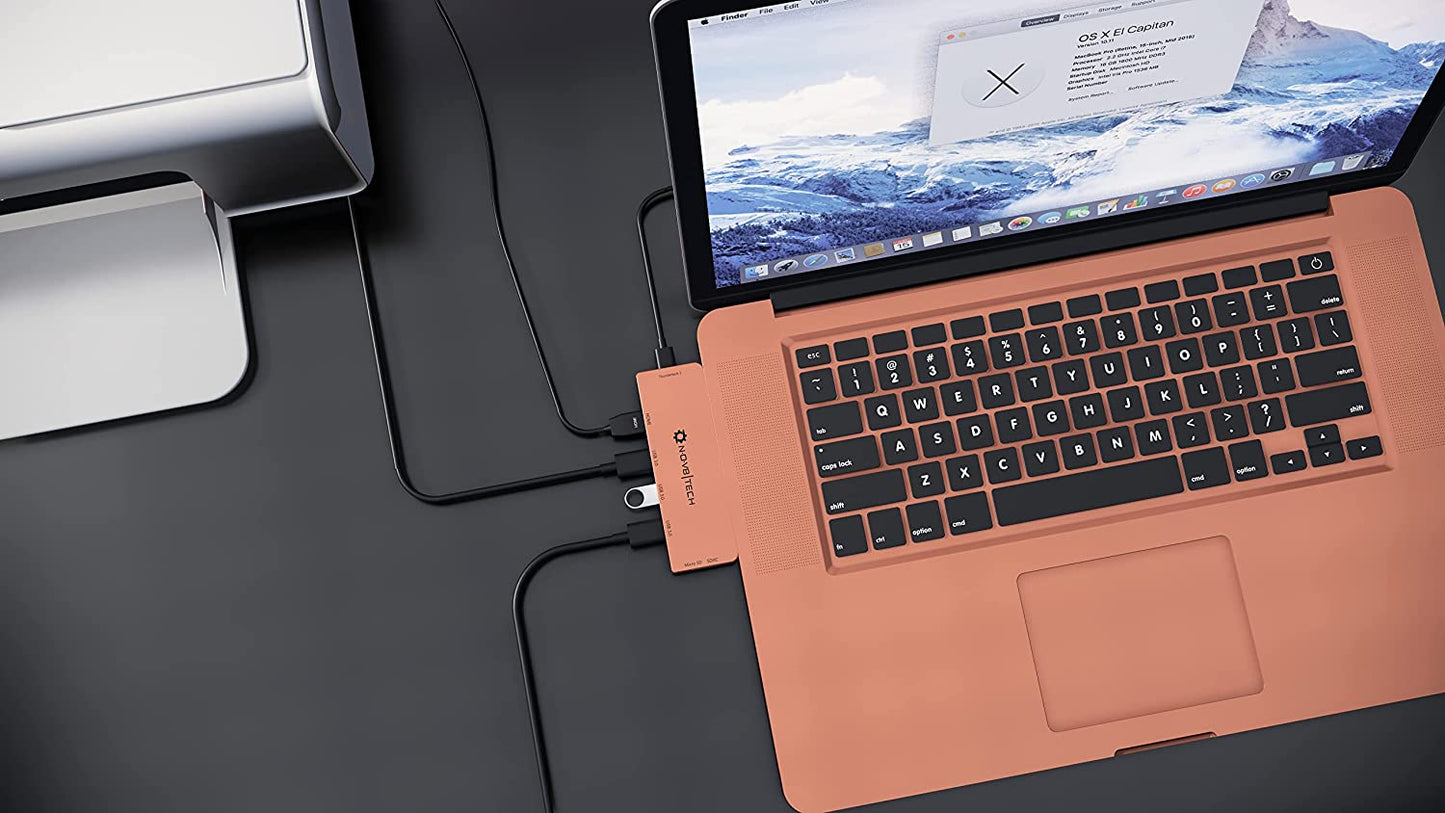 7in2 Gold New USB C Hub | 7 Devices Ports Adapter MacBook Air & MacBook Pro
