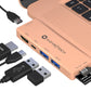 7in2 Gold New USB C Hub | 7 Devices Ports Adapter MacBook Air & MacBook Pro
