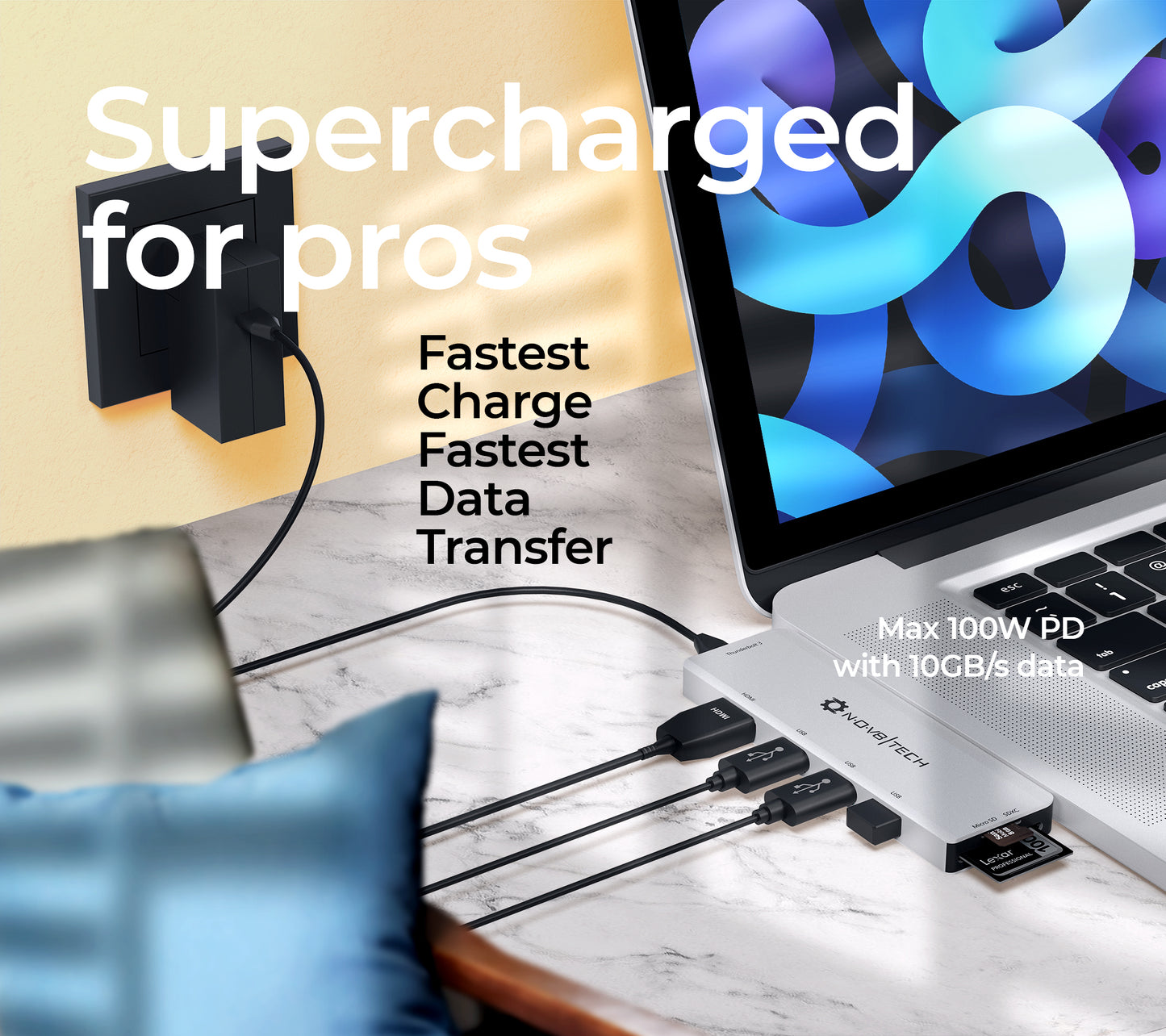 7in2 Silver USB C Hub | 7 Devices Ports Adapter MacBook Air & MacBook Pro