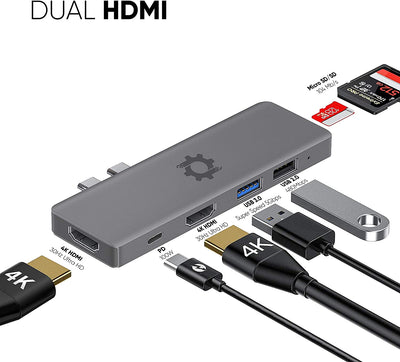 7in2 Space Gray USB C Hub to HDMI | 7 device Ports adapter MacBook Air & MacBook Pro