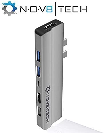 8in2 Space Gray USB C Hub Dual 4K HDMI Triple Display USB Adapter for MacBook Pro (Renewed)