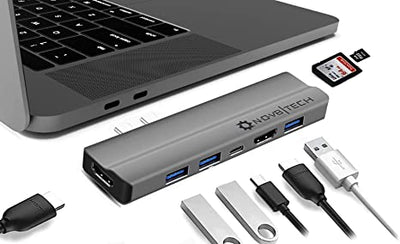 8in2 Space Gray USB C Hub Dual 4K HDMI Triple Display USB Adapter for MacBook Pro (Renewed)